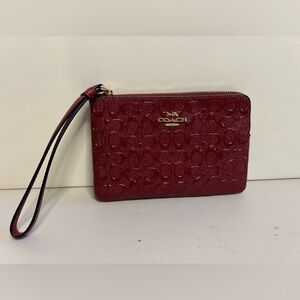 Coach Dark Red Patent Small Wristlet